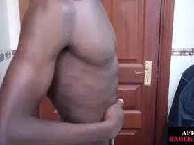 Twink African strips and jerks his dong in solo action